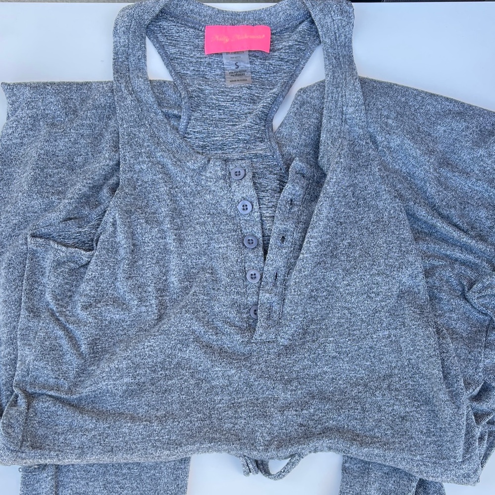 Gray cute booty Button-Front Lounge jumper